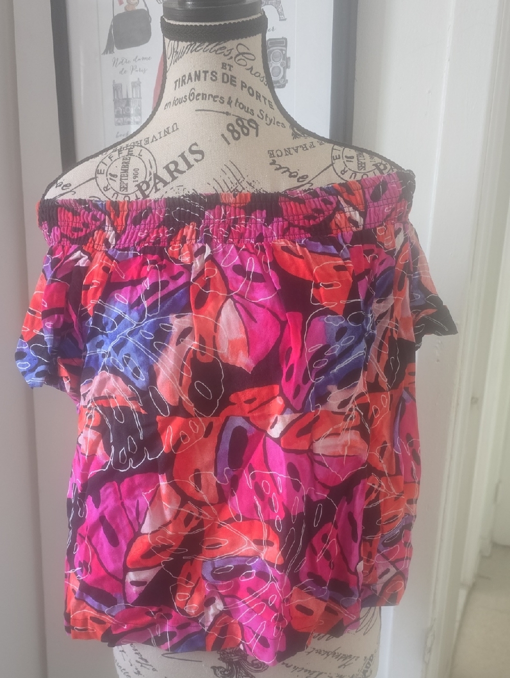 Tommy Hilfiger Off-Shoulder Floral Tunic in Pink, Orange & Purple